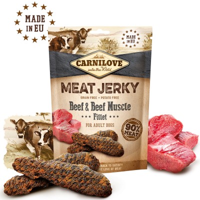 Carnilove Meat Jerky Beef & Beef Muscle - Filetes de res y ternera