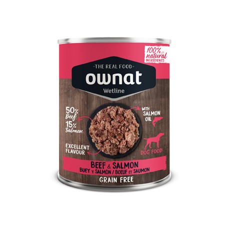 Ownat Wetline Ternrera con Salmón - Lata de comida húmeda grain free