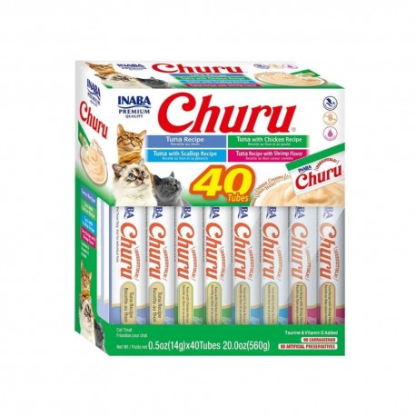 Churu Variedades de Atún con marisco 40 tubos de 14 gr - Textura cremosa y bajo en calorías