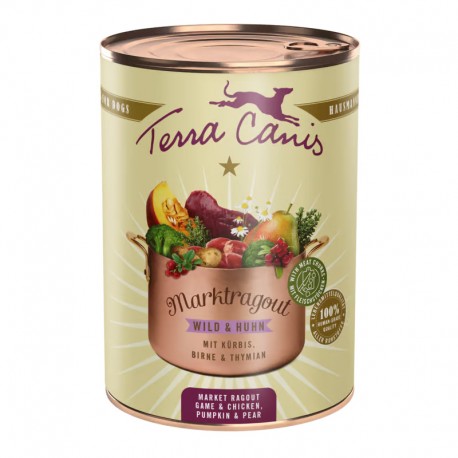 Terra canis Ragout Venado y pollo con calabaza, pera y tomillo