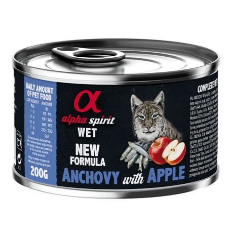 Alpha Spirit Comida húmeda para gatos de Boquerón con Manzana